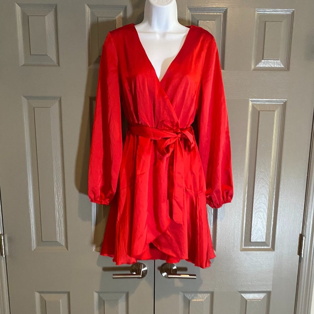 Nasty Gal Red Satin Mini Dress